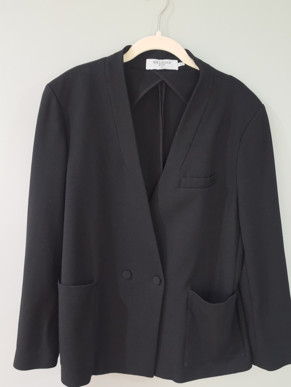 MM Lafleur Black Open-Front Double-Button Blazer